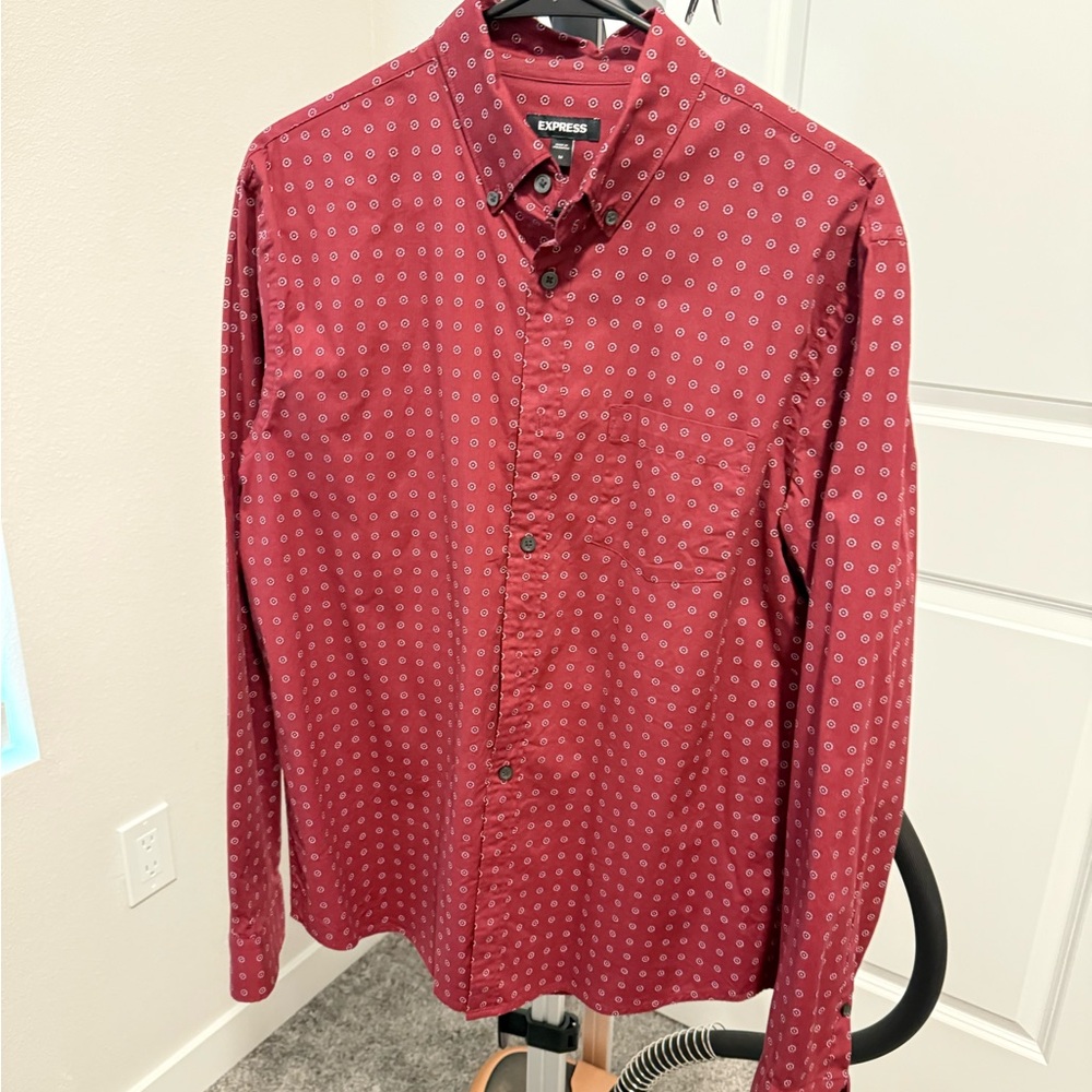 Express Burgundy Circular Pattern Shirt